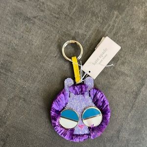 Kate Spade Spademals Lilac Raffia Bunny key Fob / Key Chain